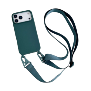 Coque de téléphone avec bandoulière silicone vert foncé